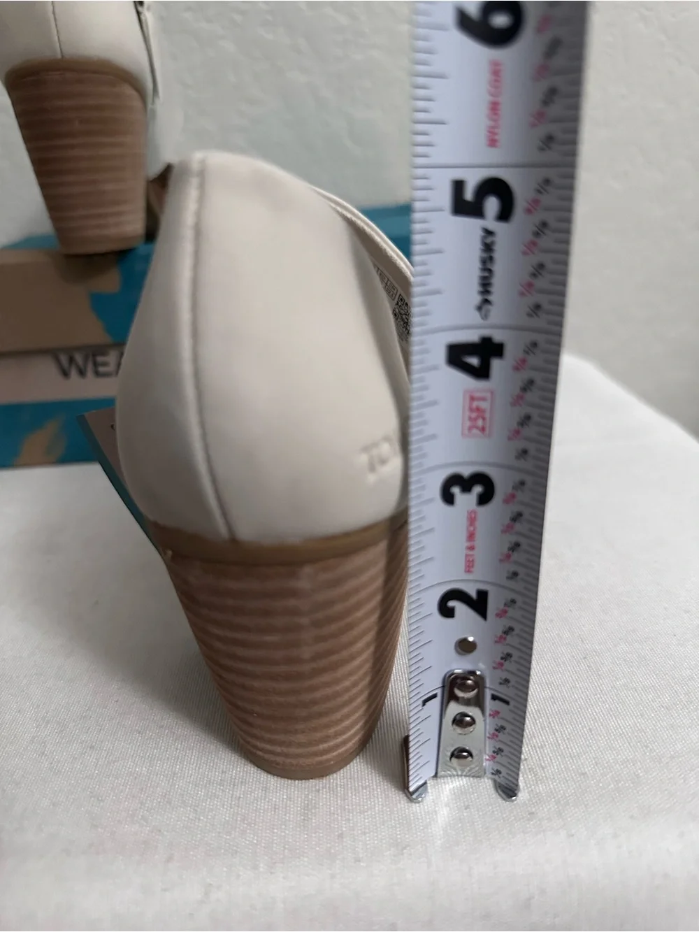 Toms Milan Shoes Closed Toe Heel Natural Geo Basket Size 5.5